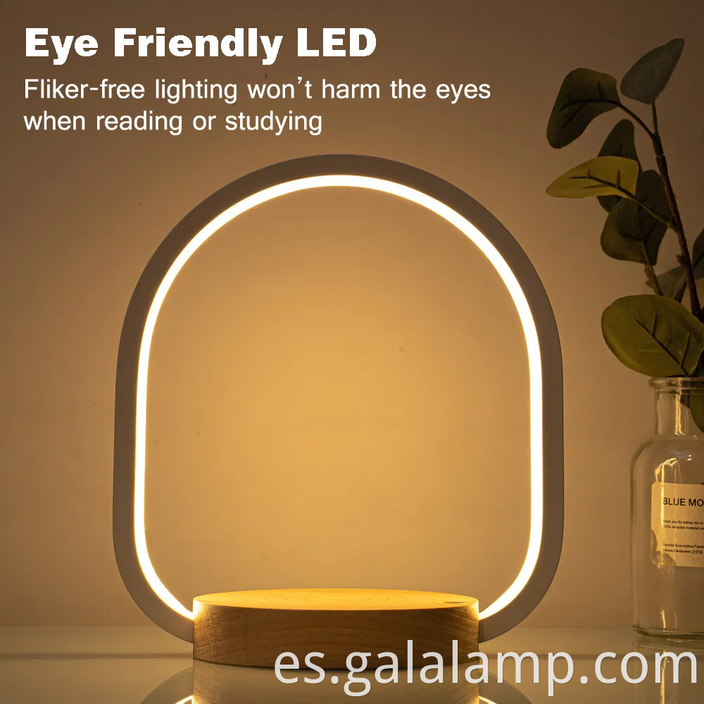 Lámpara de noche LED moderna con estación de carga inalámbrica